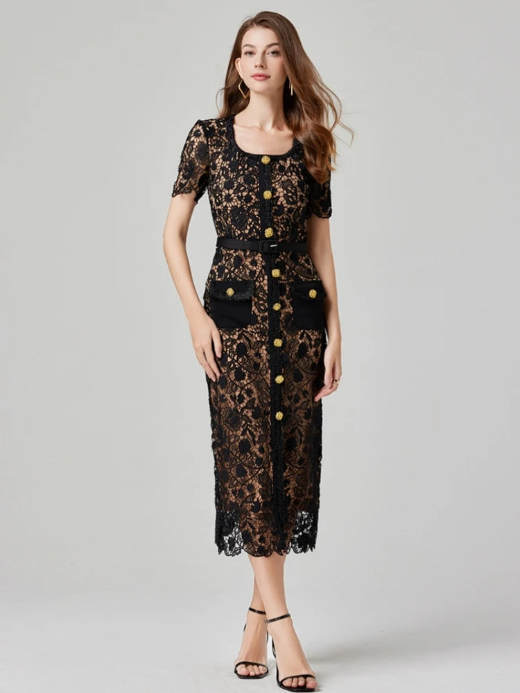 Crochet Lace Embroidery Dress