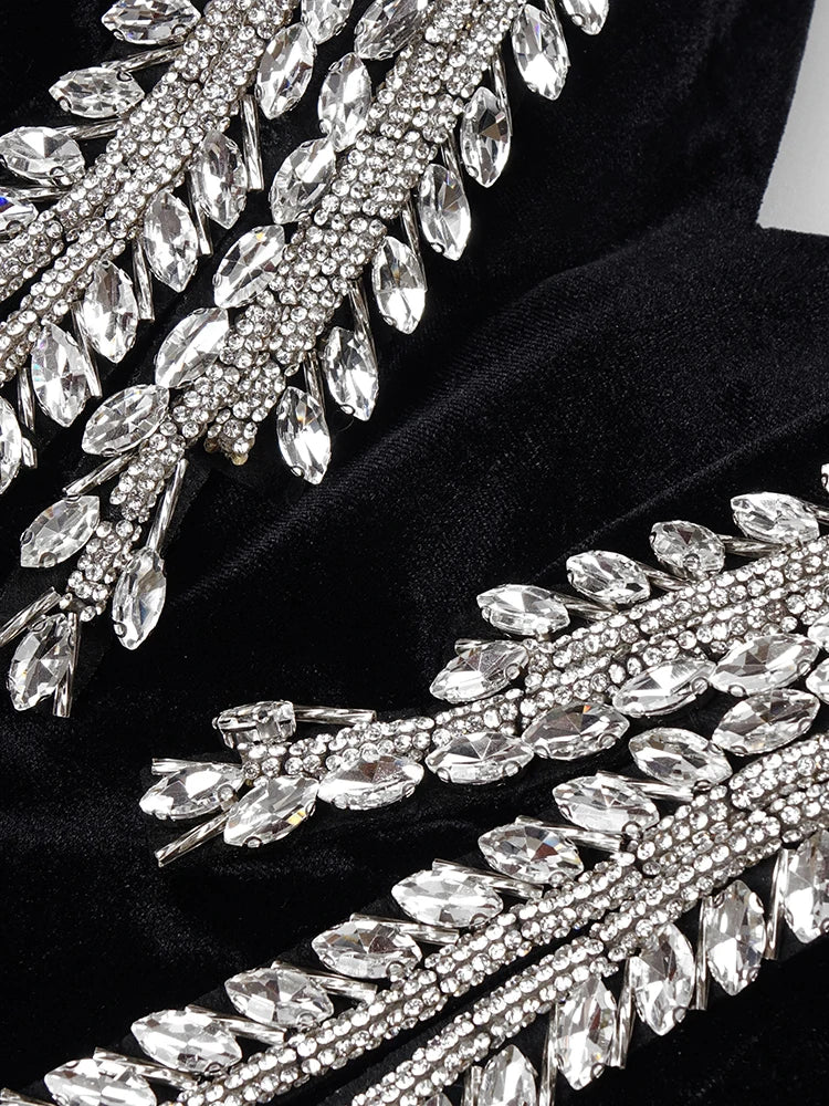 Women'S Elegant Party Dresses V Neck Crystal Design