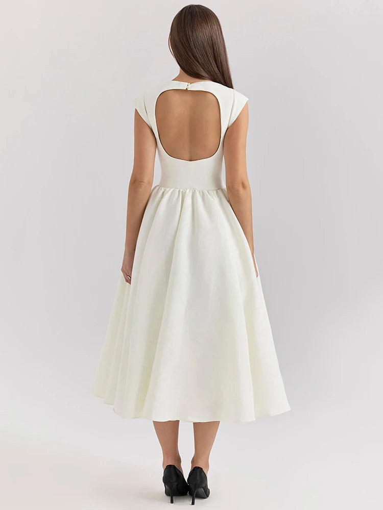 White Backless A-line Sexy Maxi Dress