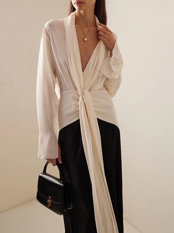 V-Neck Long Sleeves Dress