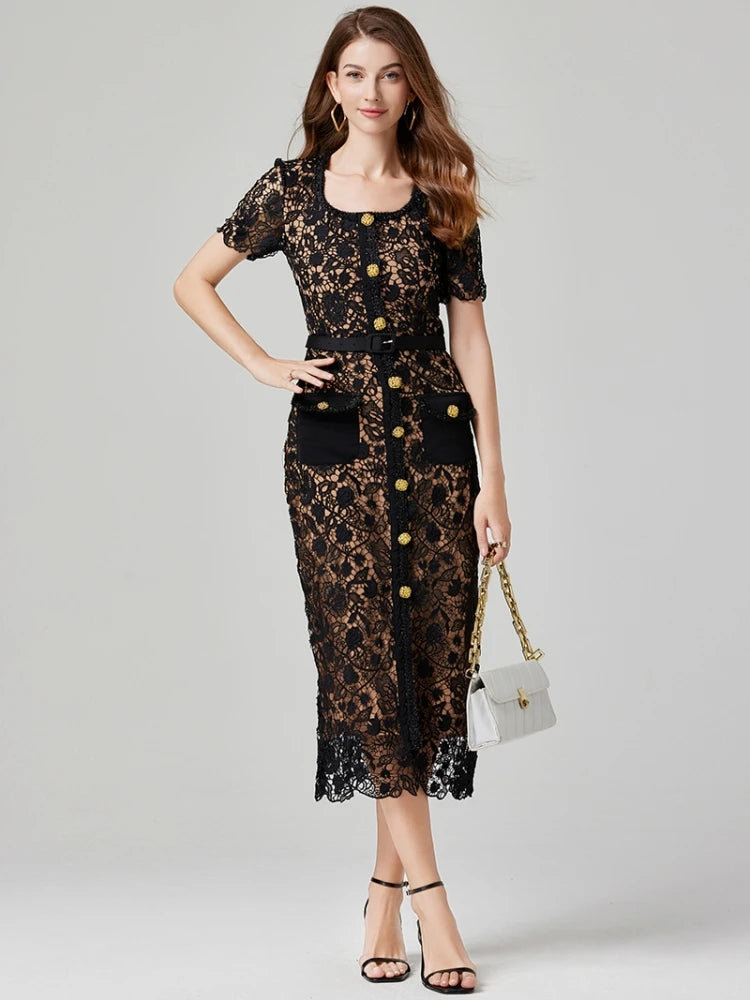 Crochet Lace Embroidery Dress