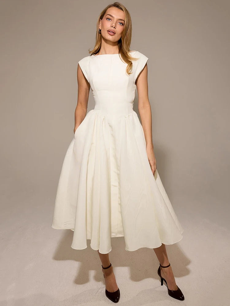 White Backless A-line Sexy Maxi Dress