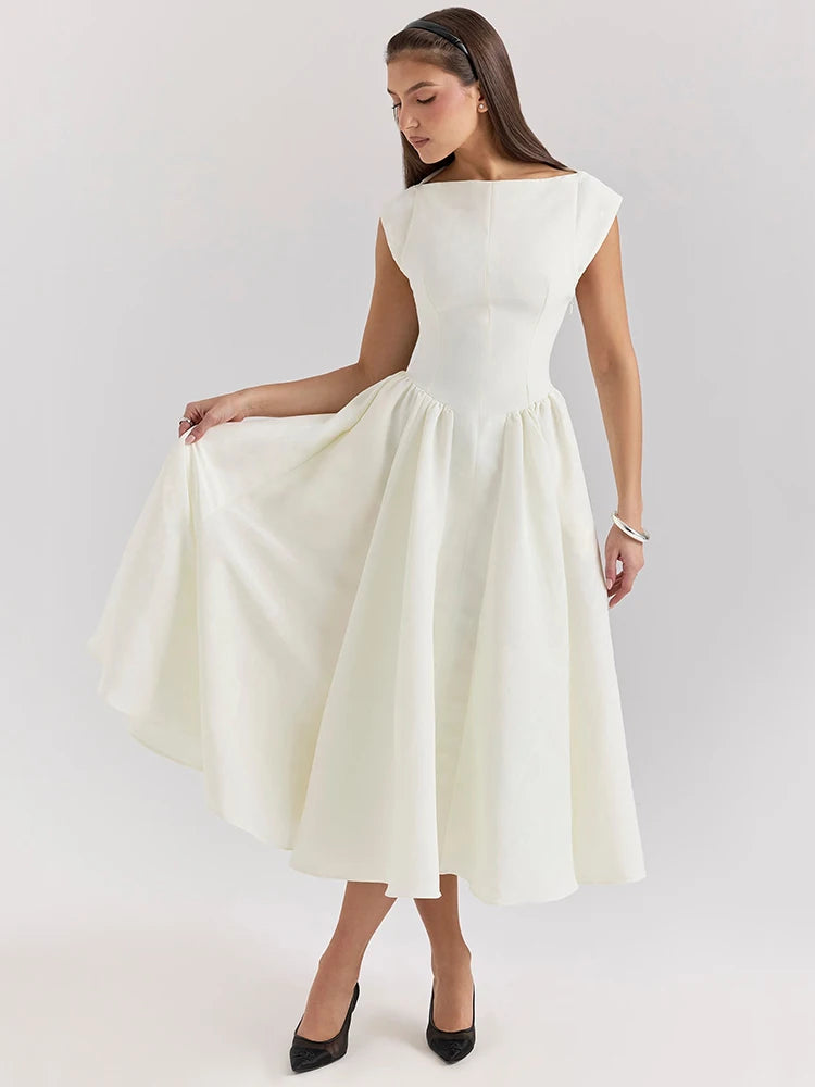 White Backless A-line Sexy Maxi Dress
