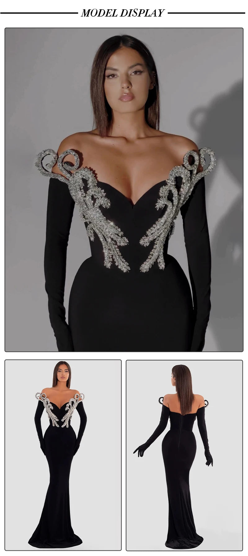 Women'S Elegant Party Dresses V Neck Crystal Design