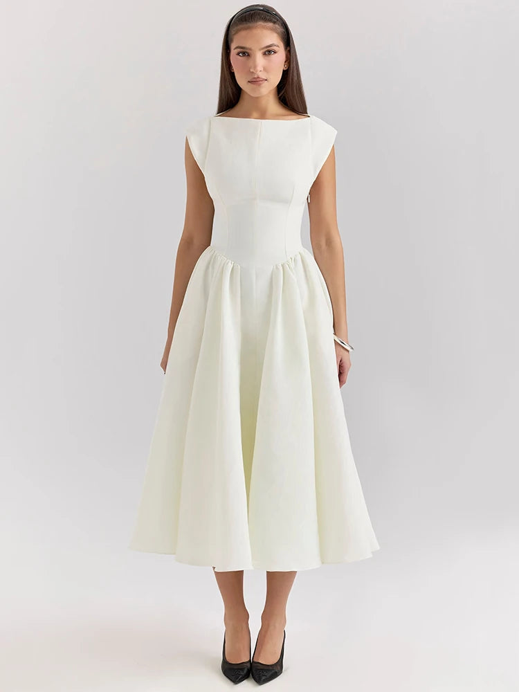 White Backless A-line Sexy Maxi Dress
