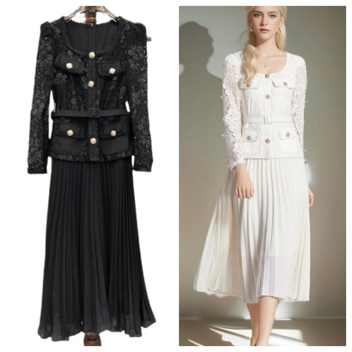 Embroidery Lace Chiffon Dress