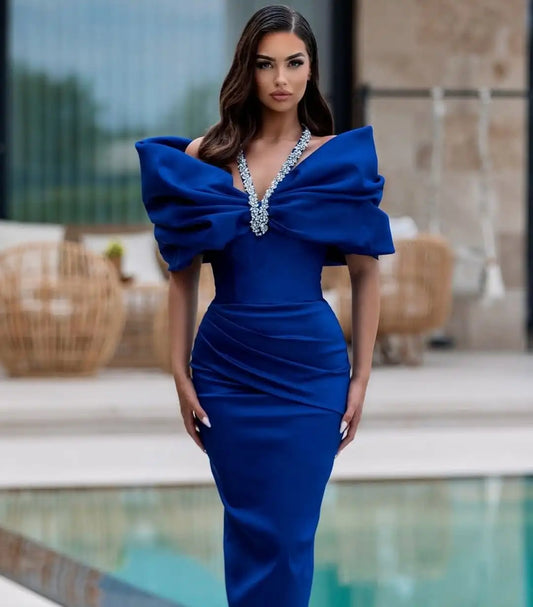Halter Off the Shoulder Crystal Ruffles Bodycon dress