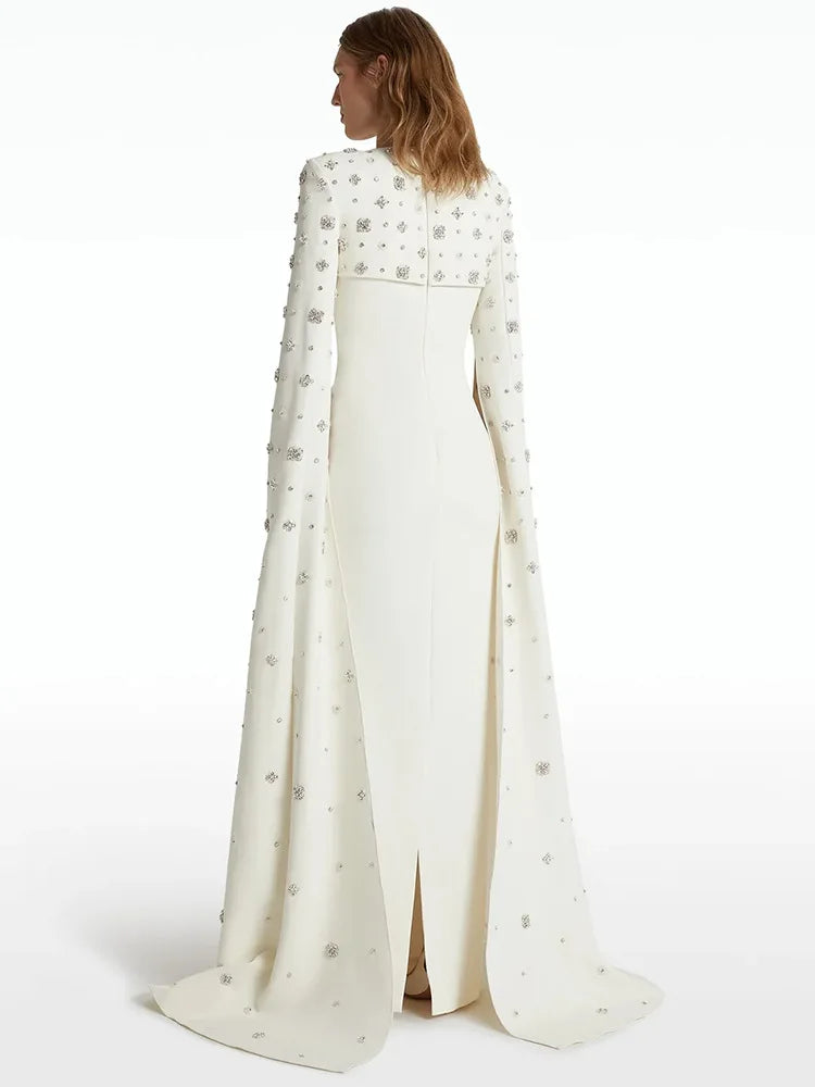 Vestido  Beaded Cape Sleeve dress