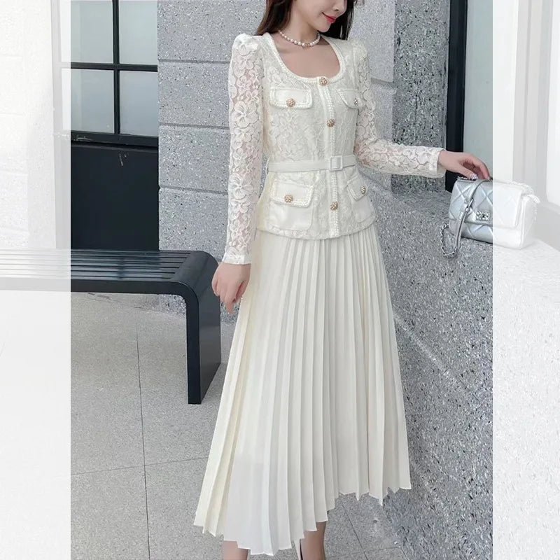 Embroidery Lace Chiffon Dress