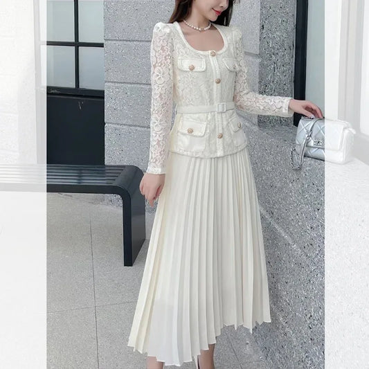 Embroidery Lace Chiffon Dress