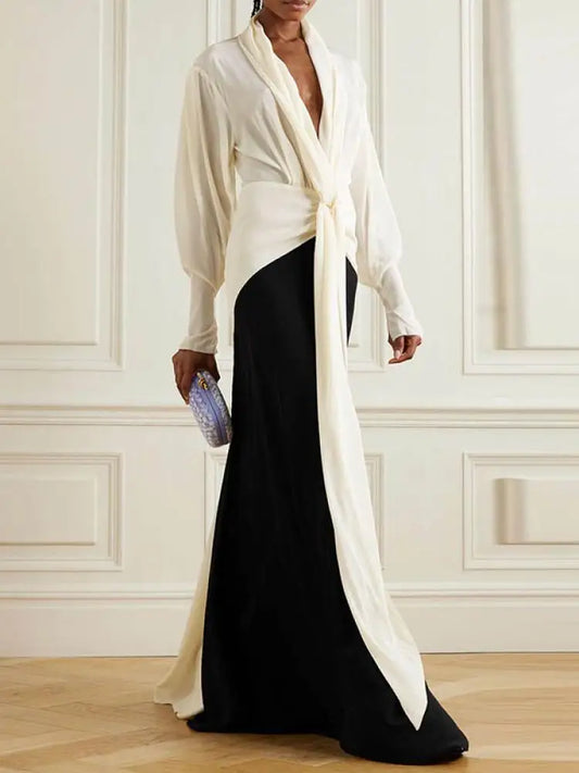 V-Neck Long Sleeves Dress