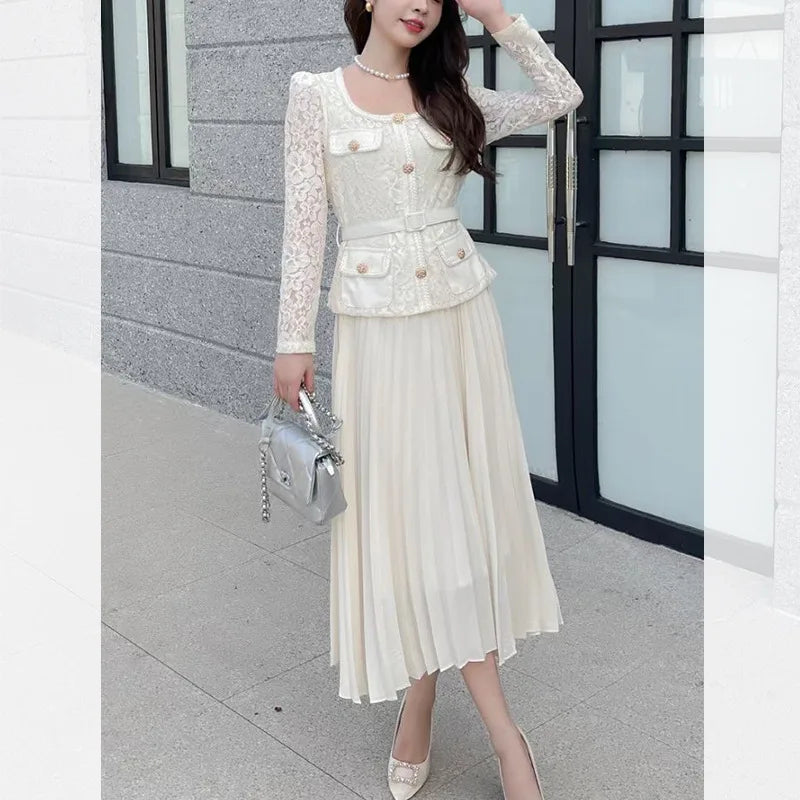 Embroidery Lace Chiffon Dress