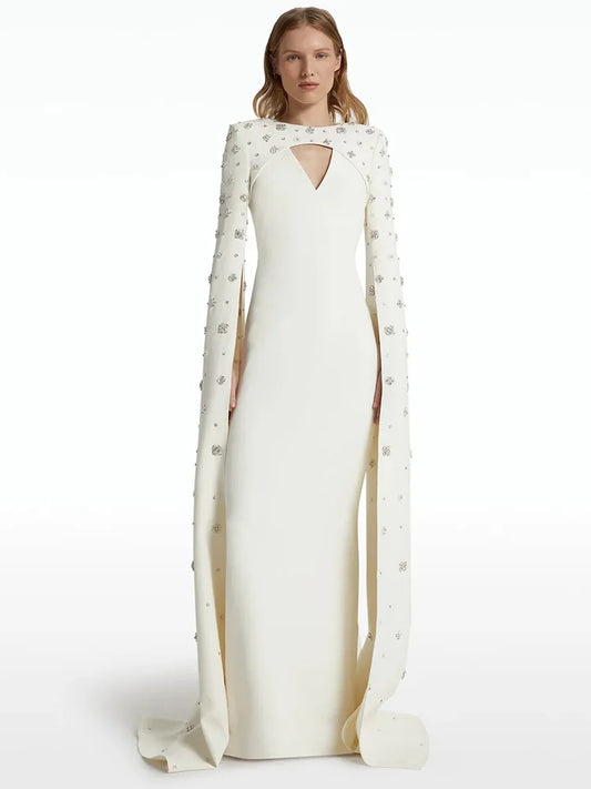 Vestido  Beaded Cape Sleeve dress