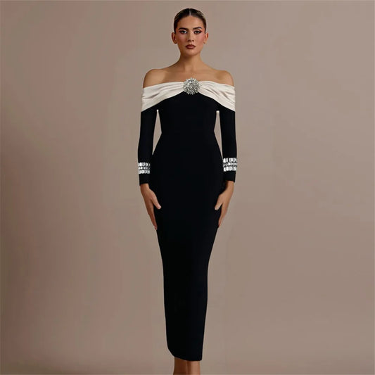 Elegant Bandage Off The Shoulder Long Sleeve Dress